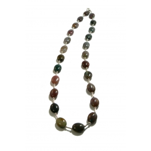 Earthy Green and Brown Beaded Indian Agate Necklace